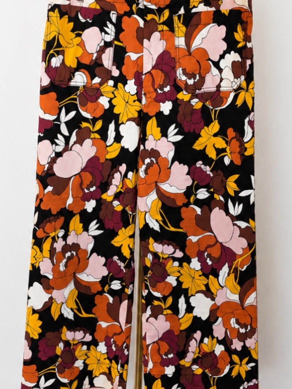 Maeve Floral Wide-Leg Pants — Black, Mustard, Rust & Pink